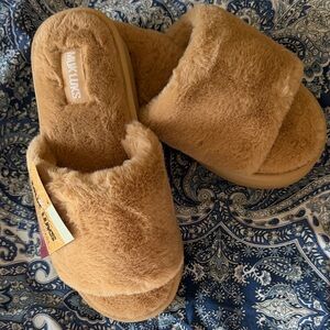 Muk Luks Plush Platform Slide Slippers